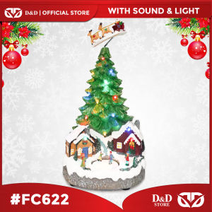 D&D FC622 Lighted Musical Christmas Tree With Moving Train and Ice Skating Moving For Christmas Decoration