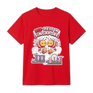 Singapore National Day Kids Red T-Shirt Family Matching Outfit - Bee-lieve in Singapore