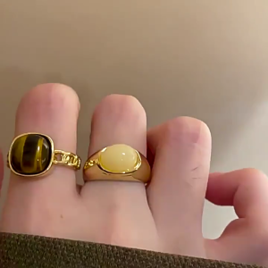 Unique Open Natural Gemstones Ring for Women Girls Handmade Opening Adjustable Rings Bohemian Style Jewelry Accessory