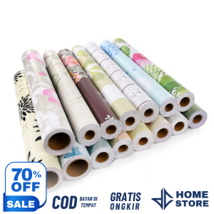 DCH - Wallpaper Stiker Dinding 45cmx1m Motif Garis Salur Hijau/ Salur Biru /Ruang Tamu High Quality