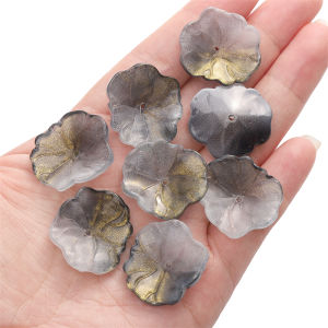 5ชิ้นแก้ว22X25mm สามมิติลูกปัดใบบัวสำหรับสร้อยข้อมือทำด้วยมือสร้อยข้อมือสร้อยคอต่างหูพวงกุญแจการทำเครื่องประดับหัตถกรรม DIY