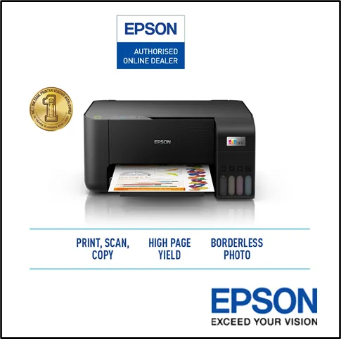 EPSON L3210 / L3216 / L3250 / L3256 ALL IN ONE INK EcoTank WIFI Wireless PRINTER Original Epson Refill Ink ( BLACK / WHITE )