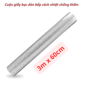 Cuộn decal dán bếp tráng nhôm cách nhiệtchống dầu mỡô vuông bạc khổ 2M x 60cm keo sẵn dễ dàng lau chùi - Giấy bạc dán bếp trang trí sang trọngsạch bóng