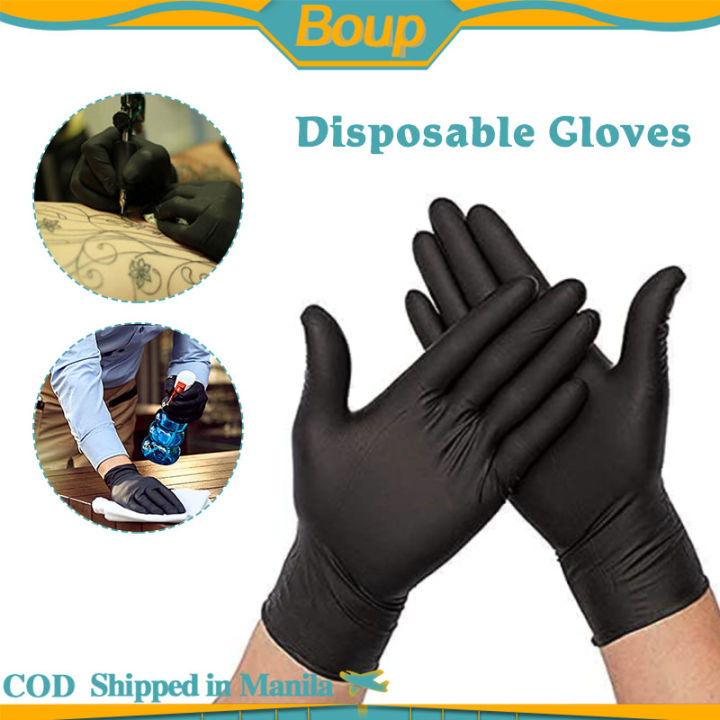 100Pcs/Box Black Tattoo Gloves Disposable Nitrile Vinyl Gloves For Food