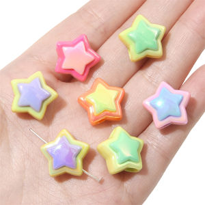 4pcs/Bag Star Beads UV Pentagram Acrylic Beads Loose Spacer Beads For Jewelry Making DIY Bracelet Phone Chain Keychain Handmade Accessories