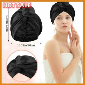 🔥🔥🔥dingdaocunz Women Satin Solid Sleeping Hat Double Layered Night Sleep Cap For Women Shower Caps Waterproof Sleeping Hair Bonnets Cap