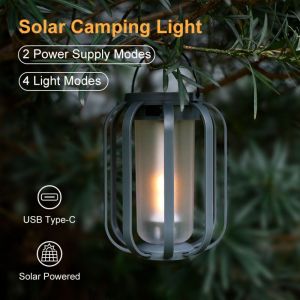 UMBRAULI With Tripod Solar Lanterns Solar Powered UBS Charging Solar Camping Light Decorative Lantern Durable Outdoor Hanging Lights For Porch Patio Yard
