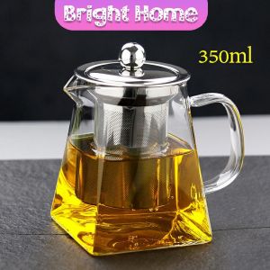 กาชงชา กาแก้ว ตัวกรองสแตนเลส ไลฟ์สไตล์เม็กซิโก ก้นออกแบบเป็นเหลี่ยม Glass teapot