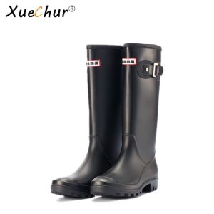 XueChur 2023 Women Rubber Rainboots Womens Rain Boots Waterproof Matte Knee-High Wellies Wellington Boots for Garden Work Boots