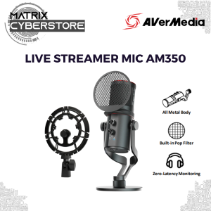 [Limited Edition] AVerMedia Live Streamer Mic AM350 USB Condenser Microphone - Studio Quality DIRAC Audio Tuning Technology Plug & Play Shock Mount & Pop Filter Included