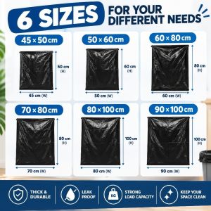 100PCS Garbage Bag Large Trash Bag Black Plastic Pouch Bag of Thickened And Enlarged High Quality