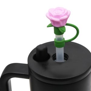 NOBLELUX Heat-resistant Rose Flower Straw Cover Silicone Dust Proof Cup Accessorie 2025 Compatible Straw Plug Cap for Stanley Cup