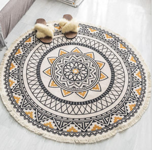 Thảm tròn decor phong cách Bohemian cổ điển 90cm nhiều mẫu trang trí phòng khách phòng ngủ homestay