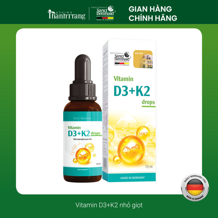 Vitamin D3 K2 MK7 Sanct Bernhard tăng hấp thu Canxi trong 1 giọt, phát