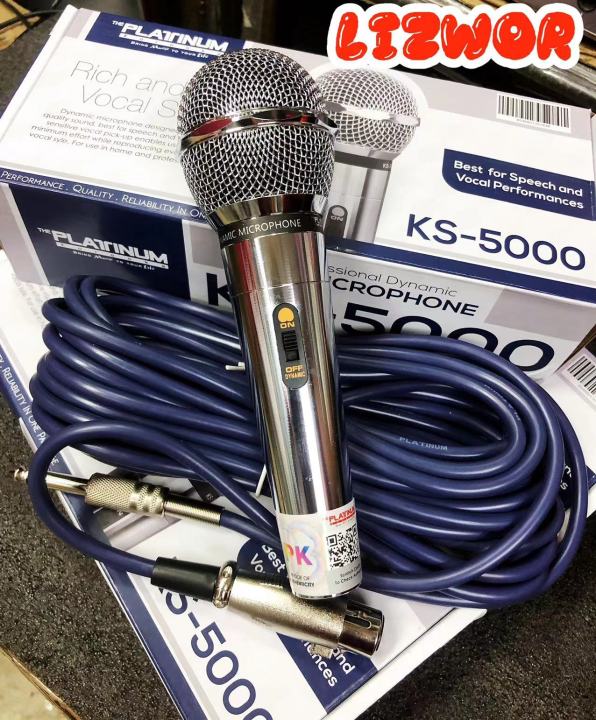 PLATINUM 100% ORIGINAL Professional Dynamic Microphone Platinum KS-5000 (SILVER) for videoke and karaoke heavy duty microphone [TESTED BEFORE SHIP OUT]