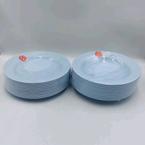 จาน8นิ้ว จานกลมลึก จานเมลามีน จานกินข้าว จานอาหารตามสั่ง จานเมลามีนสีฟ้า ตราม้า แพ็คละ12ใบ
