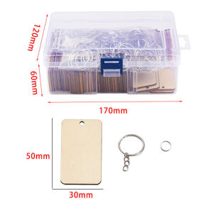 100pcs/Box 50x30mm Blank Wooden Keychain DIY Craft Rectangle Wood Tag Key Chains