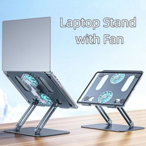DENGXUN Height Adjustable Laptop Stand With Fan Carbon Steel Anti-slip Pad Tablet Stand Portable Silent Laptop Holder for 10-17inch