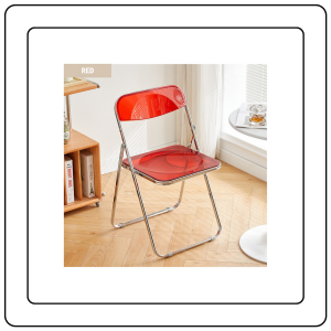 【JJ HOME】PVC Transparent Crystal Foldable Chair Acrylic Lightweight Minimalist Simple Bedroom Study Office Chair
