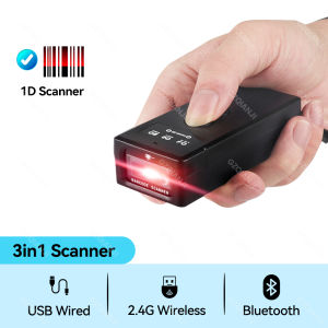 GZQINAJI Mini Pocket 3-in-1 Bluetooth 2.4G Wireless USB 2D Barcode Scanner QR Code Reader Portable 1D PDF417 Data Matrix Image Scanning for Courier Expressman Warehouse Package Checking compatible with iPad iPhone Android Phones Tablets PC