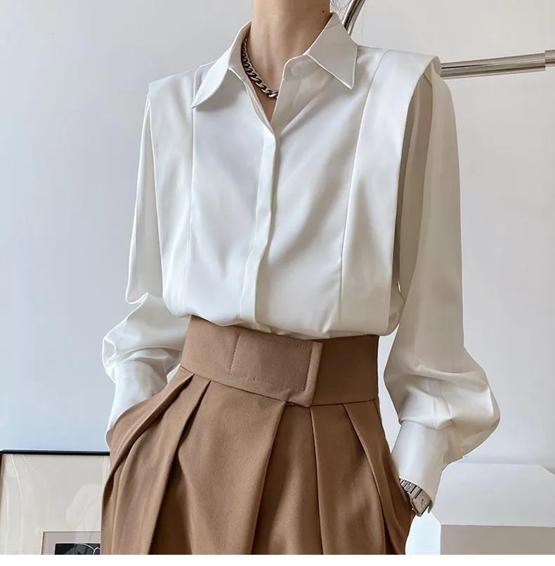 Fashion Women Chiffon Shirt Office Long Sleeve Blouse Ladies Tops Work  Clothing Plus