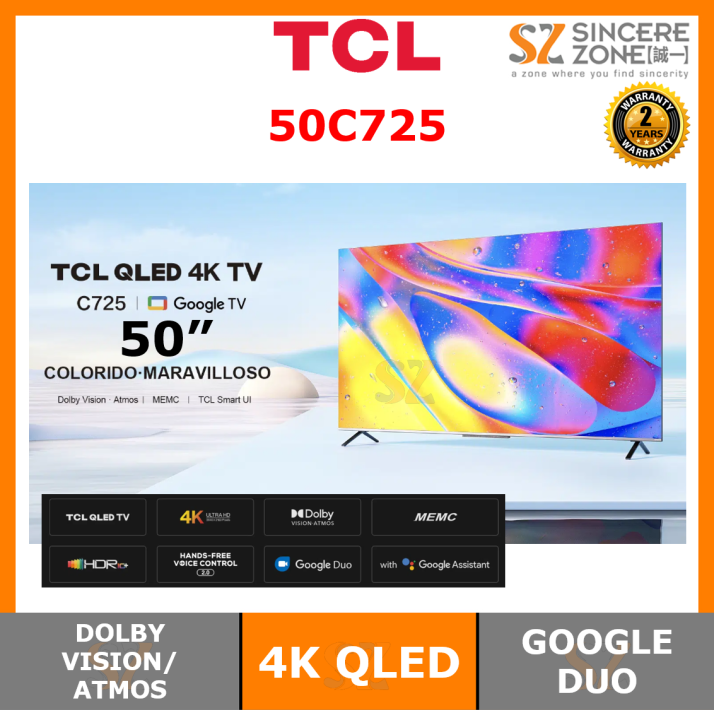 TCL 50C725 50'' QLED 4K Android Smart Ai Google TV Android 11 / MEMC ...