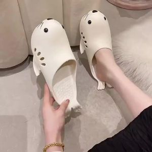 [Free Shipping] Cute Cartoon Sea Lion Design Slippers For Men And Women Couples Students WomenS Summer Flat Indoor And Outdoor Sandals Beach Shoes