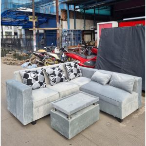 !!! FREE ONGKIR !!! Sofa L Putus / Sofa Sudut / Sofa Minimalis Beludru