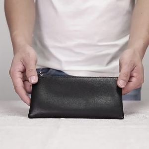 Genuine Leather Men Wallet Long Section Casual Small Bag For Man Black Organizer Phone Purse Money Clip Card Coins Bag NUPUGOO