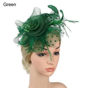 CLARO Women Girls tail Wedding Mesh Flower Feathers Hair Clip Fascinator Hat Alice Headband Clip Tea Party Headband