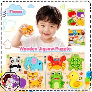 4 in 1 Wooden Puzzle Set Animal Shape Educational Toys for Kids Toddlers Early Learning Gift