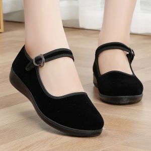 Cloth shoes female student shoes work shoes womens black flat dance shoes restaurant mom shoes