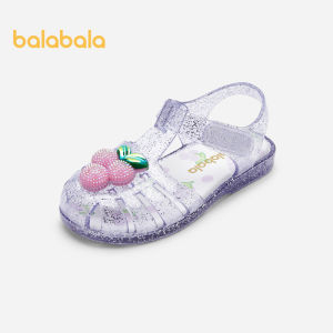 Balabala Children Sandals Girls Shoes 2024 Summer New Beach Shoes Fashion Hollow Sweet Jelly Shoes