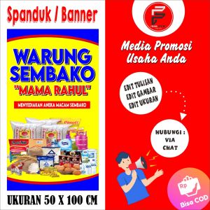 Spanduk warung Sembako / Banner Toko Sembako / Spanduk Toko Ukuran 50 x 100 cm