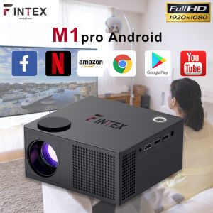 【🥇13000 Lumens/1080P】Fintex M1pro Native 1080P Full HD 4K Android 10.0 Projector Portable Beamer 13000 Lumens  600ANS Auto Keystone Home Cinema Classroom OfficeWiFi Wireless Mirror ScreenBluetooth，HMDI，YoutubeNetfilixmobile tv