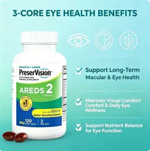 In stock PreserVision AREDS 2 Eye Vitamin 120 Softgels Supports Eye Health Better Absorption Eye Supplement