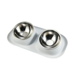 Stainless Steel Double Bowl Pet Feeder Non Slip Cat Dog Food Water Dish Feeding Station Anti Tilt Base Makanan Kucing