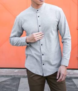 Baju Kemeja Pria polos Lengan panjang kerah shanghai