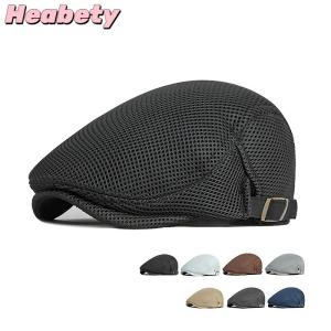 Heabety 1Pc Mens Casual Hat Berets Caps For Spring Summer Autumn Flat Cap Breathable Mesh Cap Flat Peaked Beret Hats Golf Hat
