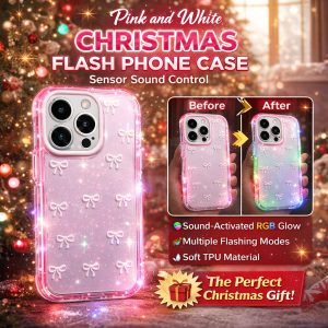 Interactive Fun Cell Phone Case Protective Cover Artificial Intelligence Beautify The Appearance Of Your Cell Phone Pink And White Bow Tie Soundactivated Sensor Flash