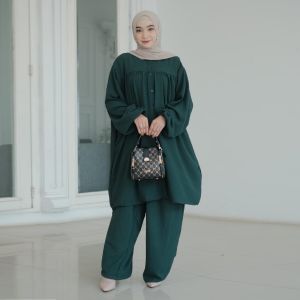 WOPA  ONE SET JUMBO LD 140 dan 160 DINGIN TEBAL BAHAN CRINKLE AIRFLOW SETELAN BIG SIZE 5L 5XL KERUT DADA