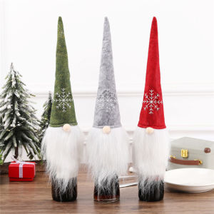 For กระเป๋าแชมเปญขวดไวน์กระเป๋าผ้าใบลินินจี้ห้อยเครื่องประดับโต๊ะฝาครอบขวดของตกแต่งคริสต์มาสแบบ DIY สําหรับบ้านตุ๊กตาตกแต่งต้นคริสต์มาส