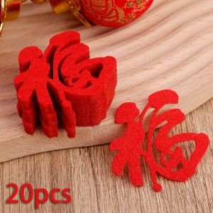 10/20PCS Mini 2025 Chinese New Year "FU" Sticker Non-woven Felt Red Spring Festival Blessing Word Door and Window Sticker Home Housewarming Decoration Supplies
