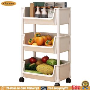 [Chinatera Brand Store]Multi-Tier Snacks Trolley with Wheel Kitchen Storage Trolley for Kitchen Bathroom Living Room Office