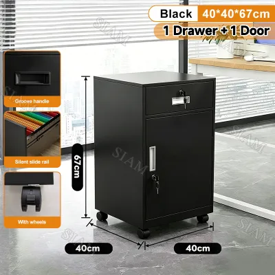 Metal Cabinet with Lock and Wheel Home Office Drawer File Metal Drawer Storage Cabinet
