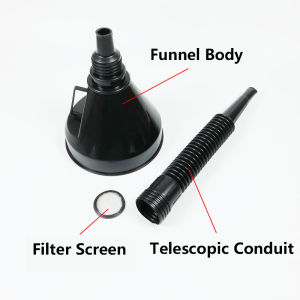 Universal 2 In 1 Oiler Filter Funnel Car Truck Motorcycle Filled Plastic Vehicle With Spout Pipe Pour Diesel Gasoline Car Repair Tool (Black)