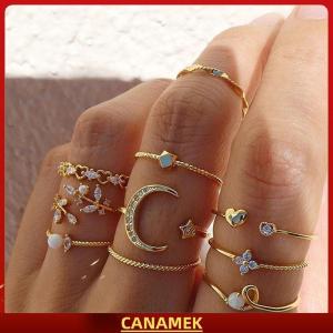Miễn phí vận chuyển✨ 10 cái bộ trăng sao Nhẫn Phụ Nữ Cô Gái Bohemian đồ trang sức Set quà tặng phụ kiện