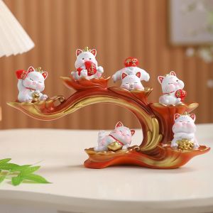 TRỌN BỘ ĐẾ ĐỠ VÀ 6 MÈO THẦN TÀI BÌNH AN VUI VẺ