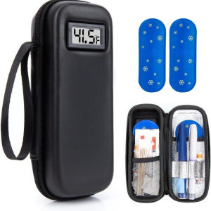 Refrigerated Medicine Organizer Bag Thermal Insulated Waterproof Insulin Cooler Travel Durable with Thermometer Display Insulin Cooling Bag for Diabetics
