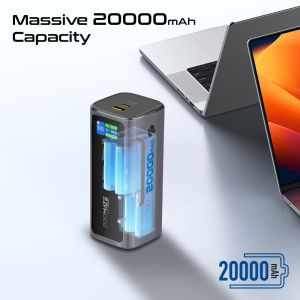 Promate Titan-130RC 20000mAh Portable Charger with Aluminum Build Multi-Protection TFT Display